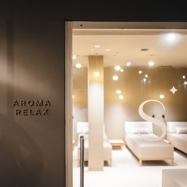 Sensoria Dolomites – Luxury for the Soul Entrance to an aroma relaxation room with loungers and soft lighting